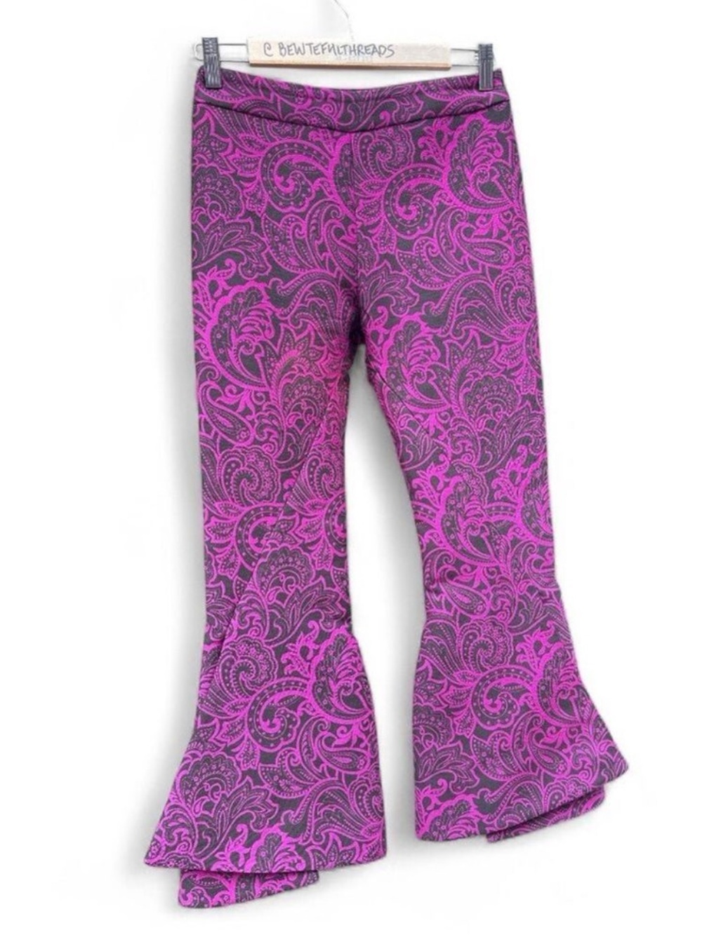 Mary Katrantzou Runway Pink Paisley Jacquard Cropped Flare Pants US 4 - Picture 2 of 7
